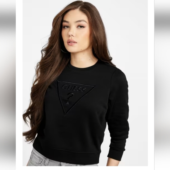 Guess Ashlynn Crewneck Sweatshirt Black NWT - Picture 3 of 5